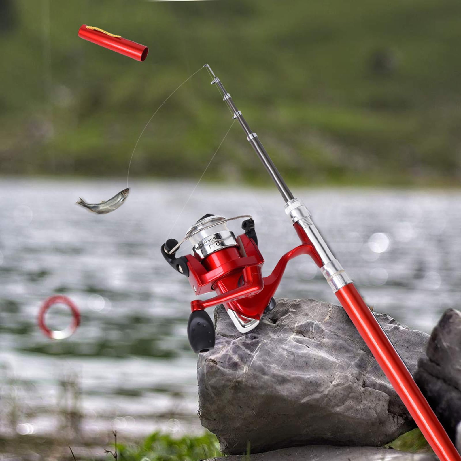 harayaa Mini Fishing Rod Reel Combo Compact Mini Fishing Pole for Lake Outdoor River Red