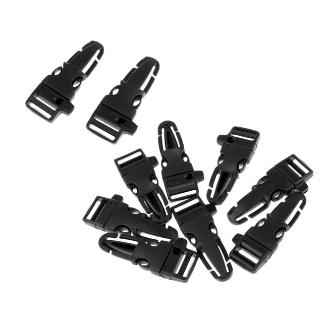 10pcs cordón lado lanzamiento hebilla supervivencia silbido 7.5x3.5cm Negro shamjiam Paracord Pulsera Hebilla