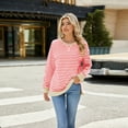 thumbnail image 2 of IWEMEK Sweatshirt for Women Y2K Classic Color Block Tops Winter Striped Jersey Shirts Plus Size Softness Knit Tunic Tees, 2 of 6