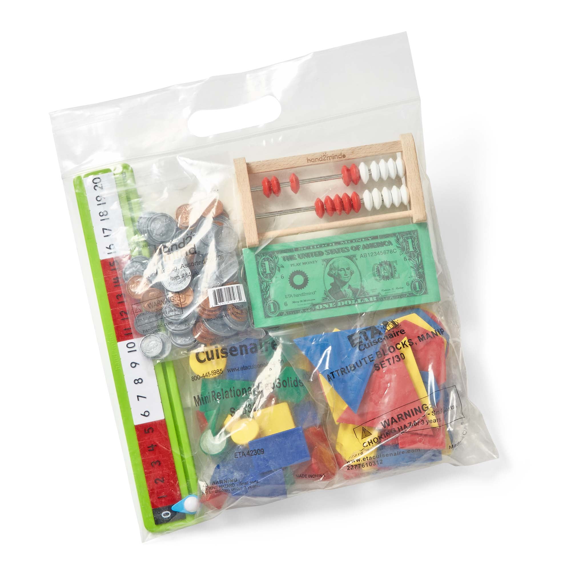 hand2mind Extended Manipulatives at Home Kit for Ages 5+, Math and Counting Supplies