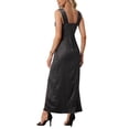 thumbnail image 3 of INSPIRE CHIC Satin Dress for Women's Ruched Front Elegant Wedding Guest Wide Straps Party Split Maxi Dresses M Black, 3 of 5