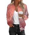 thumbnail image 2 of Bovemsi Women's Floral Bomber Jacket 2025 Causal Zip Up Coats Long Sleeve Stand Collar Fall Jackets Lightweight Outerwear Tops Light Jackets, 2 of 7