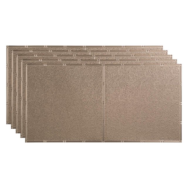 FASÄDE Border Fill Decorative Vinyl 2ft x 4ft Glue Up Ceiling Panel in Brushed Nickel(5 Pack)