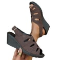 thumbnail image 6 of Womens Wedge Sandals,Platform Sandals,Walking Sandals Women,Summer Shoes for Women,Wide Sandals for Women,Women's Fashionable Casual Plus-Size Peep-Toe Button Sandals,Coffee,7.5, 6 of 6