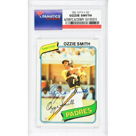 1980 Topps Baseball Card - Ozzie Smith San Diego Padres Autographed 1980 Topps #393 Card