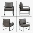 thumbnail image 2 of Bonzy Home Modern Armchair with Metal Frame,Leather Arm Chair Plush Upholstered Accent Chair for Living Room, Bedroom, or Office(Max 300lbs,Black), 2 of 11