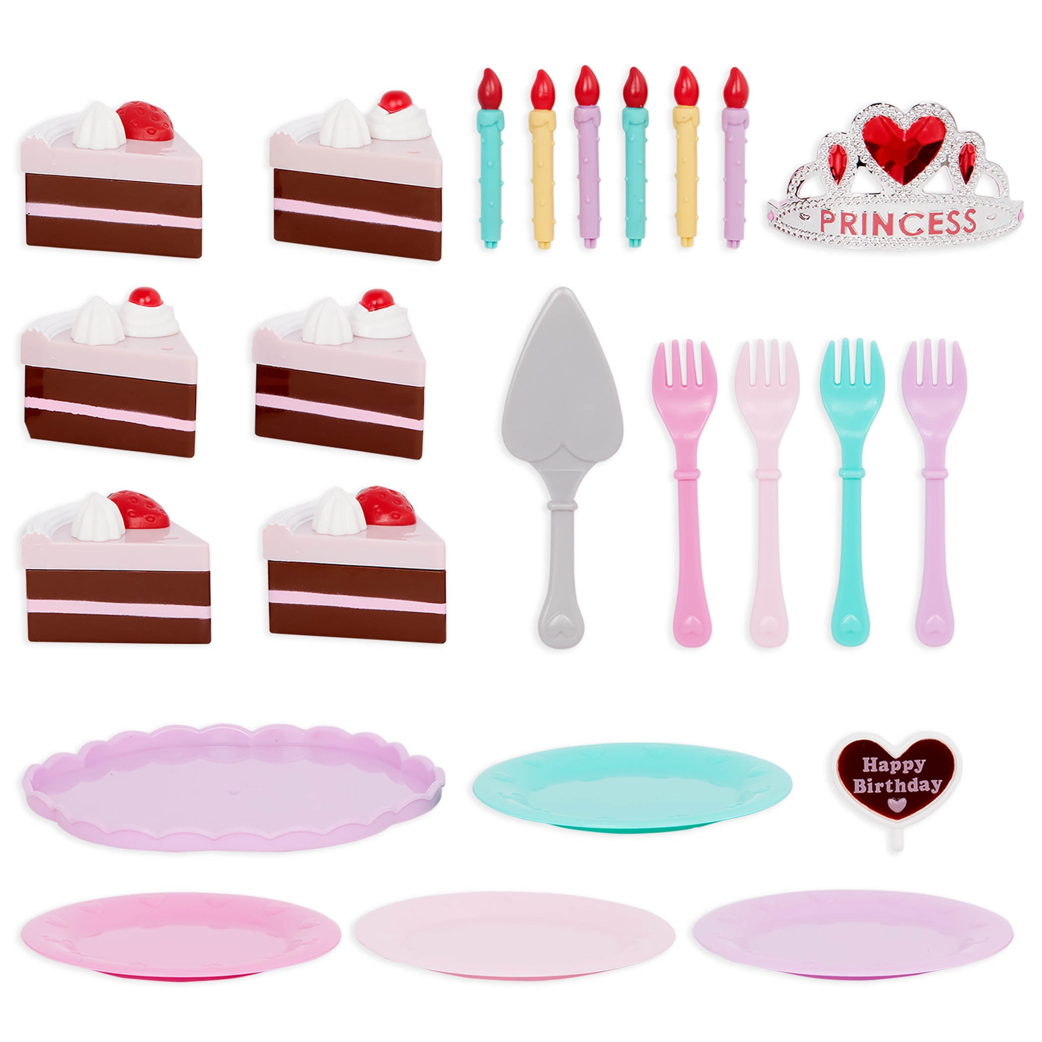 Battat Princess Birthday Party Pink Cake Playset with 24 Plastic Pieces, Toddler and Preschool Toys