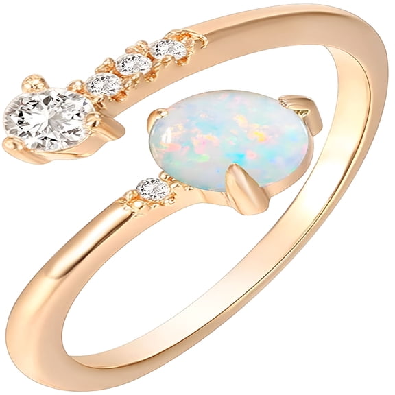 DESIGNICE Adjustable Created Opal Rings | Stacking Rings | Gold Rings for Women