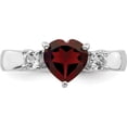 thumbnail image 5 of Sterling Silver Rhodium-Plated Heart Garnet & White Topaz Ring (Size 7) Made In Thailand qr7016-7, 5 of 6