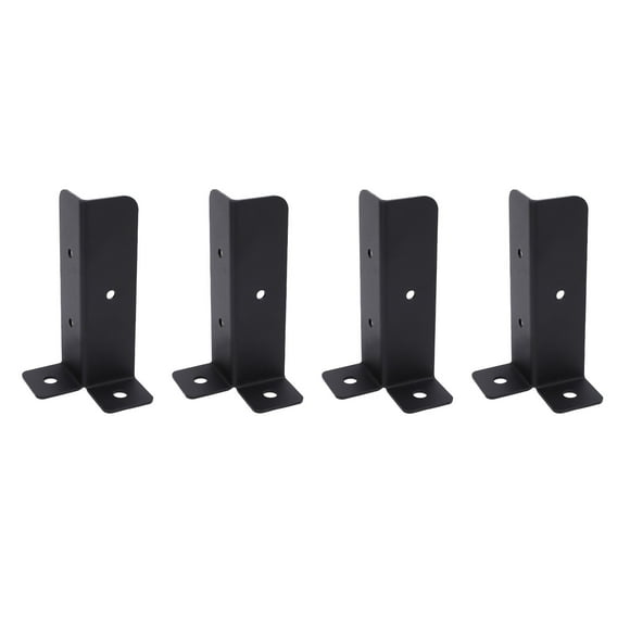 Wood Post Base Brackets, Black Powder Coating 4 Sets Post Anchor Bracket Kit 2mm Thick Metal for Porch Railing
