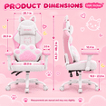 thumbnail image 4 of Seenda Pink Gaming Chair with Cat Ears, Ergonomic Gaming Computer Desk Chair with Cat Paw Lumbar Support, Cute PU Leather Game Chair for Girls Adults, 4 of 11