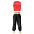 thumbnail image 2 of Doomiva Men's Arabian Prince Costume Street Rat Suits Open Front Waistcoat with Belted Pants Burgundy&Black XL, 2 of 5
