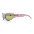 thumbnail image 6 of 90s Sport Fashion Wrap Around Styling Star Emblem Temple Sunglasses Pink - Pink Mirror, 6 of 8