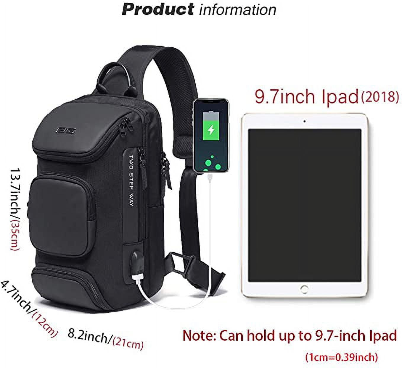 OZUKO Sling Backpack Sling Bag Crossbody Backpack Shoulder Casual Daypack Rucksack for Men Black