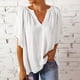 thumbnail image 1 of Top de gasa con cuello en V escote plisado transpirable de poliéster para mujer camisa informal con cuello en V para la escuela ANGGREK  Otros, 1 of 5