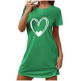 thumbnail image 2 of Sakmal Ultra-Soft Mumu Nightgowns for Women Cute Green Oversized Night dress Short Sleeve Short Heart Print Crew Neck Nightgowns S-2XL, 2 of 5