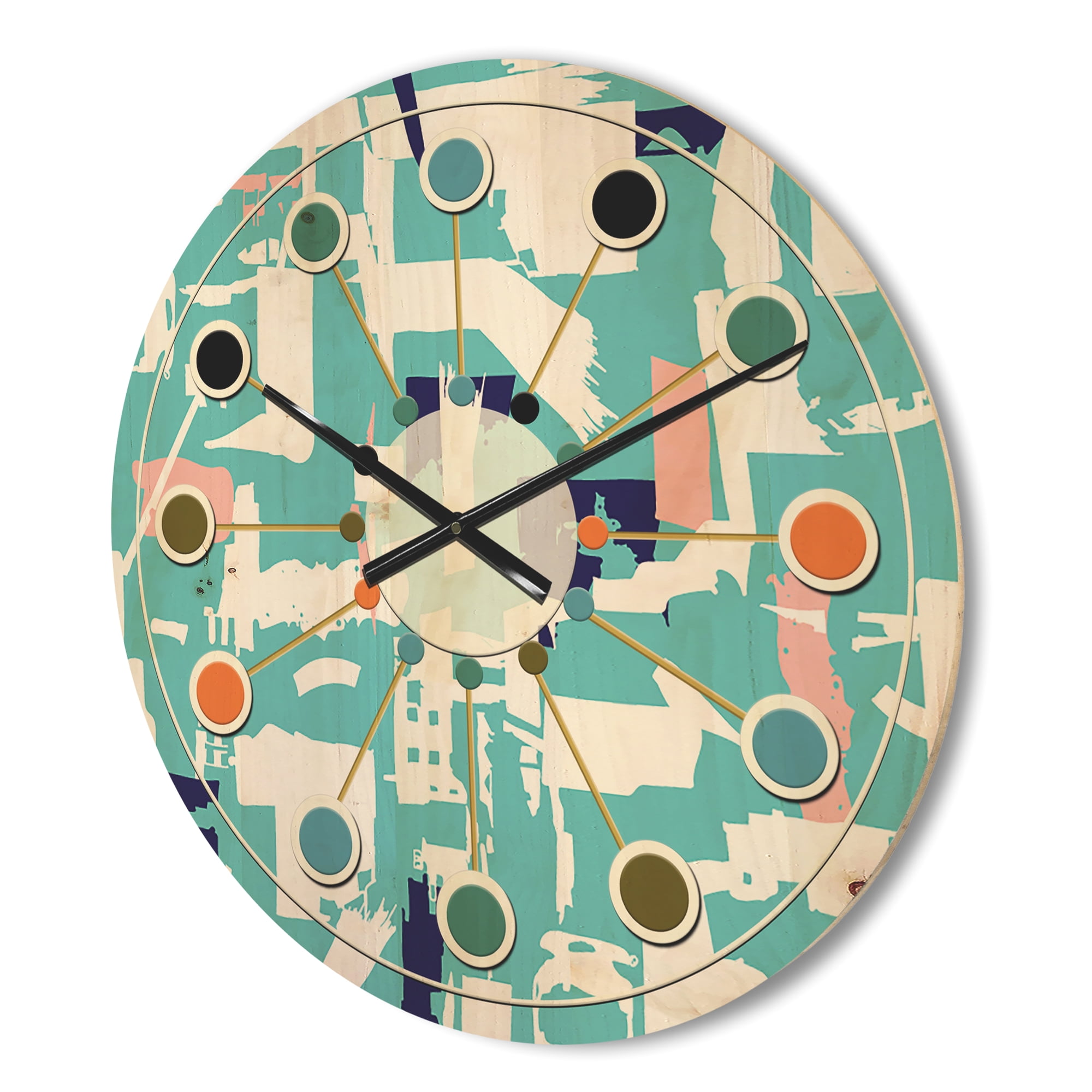 Designart 'Retro Abstract Artisan I' Mid-Century Modern Wood Wall Clock