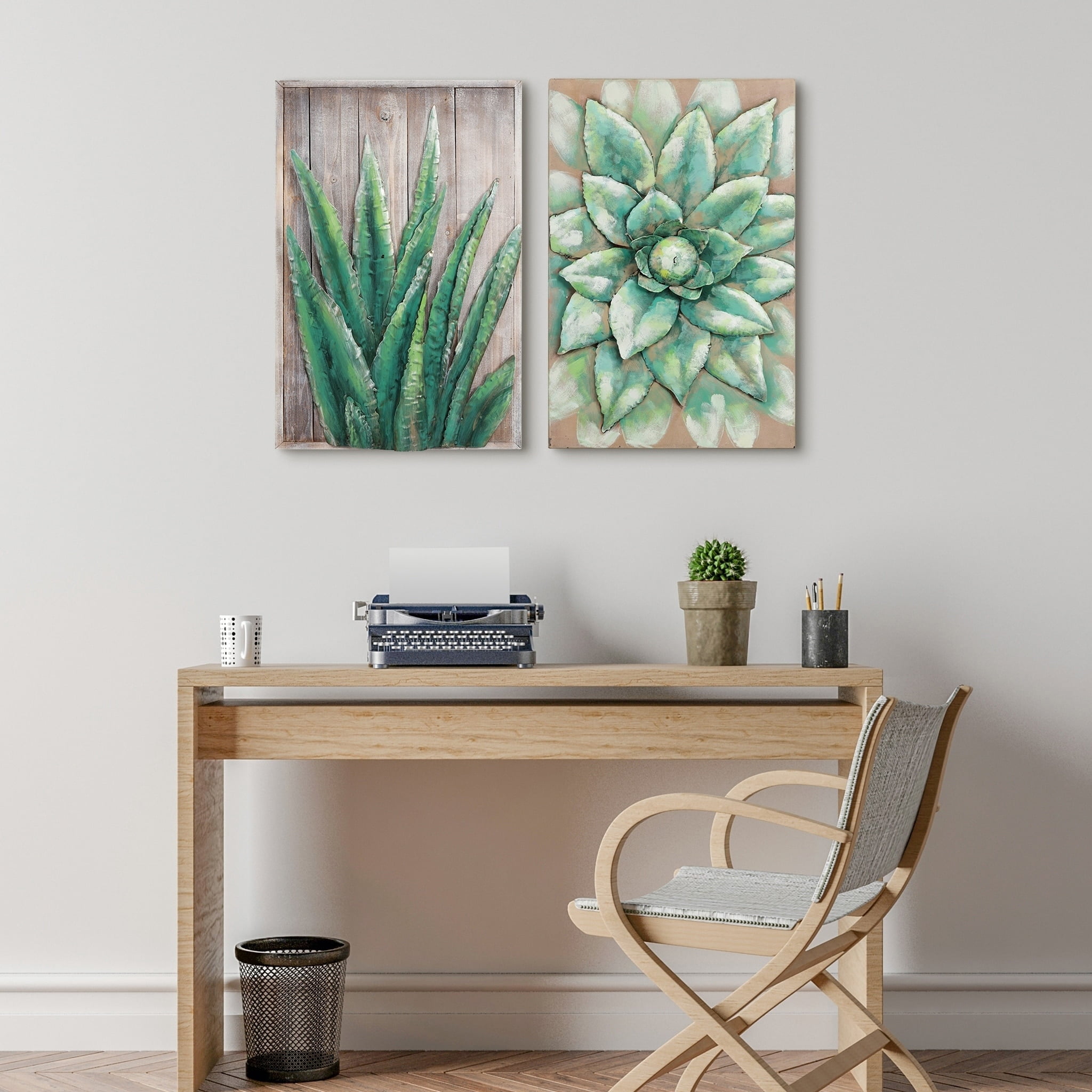 Empire Art Direct "Succulent" Mixed Media Iron Hand Painted Dimensional Wall Art