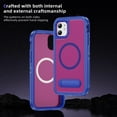 thumbnail image 5 of ELEHOLD for iPhone 11 Case,Compatible with Mag Safe Accessory,Magnetic Heavy Duty Drop Protection Invisible Kickstand Rugged Military-Grade Protective Phone Case ,Blue+Rose, 5 of 7