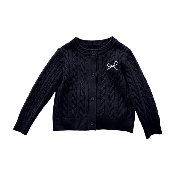 Vdoaml Girls Cardigan Sweater Kids Crew Neck Button Down Sweater Jacket Children Warm Long Sleeve Knit Outerwear 7-8 Years Navy