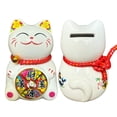 thumbnail image 3 of Small Lucky Cat Coin Bank - Feng Shui Maneki Neko Ceramic Piggy Bank for Good Luck & Prosperity, Feng Shui Ornament Money Fortune Cat Gift Decorations for Home, Office, Store - 4.75" Height Coin 1, 3 of 8