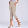 thumbnail image 5 of Noric Women's Plus SizeCapri Pants High Waist Casual Cropped Leggings with Button Pockets for Summer, 5 of 6