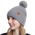 thumbnail image 2 of Otntypg Winter Beanie Hats for Women with Faux Fuzzy Pom Warm Soft Stretch Cozy Knit Fleece Thermal Snow Ski Skull Cap for Cold Weather, 2 of 6