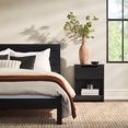 thumbnail image 4 of Solid Wood Minimalist Boho Queen Bed with Simple Headboard - Black, 4 of 18