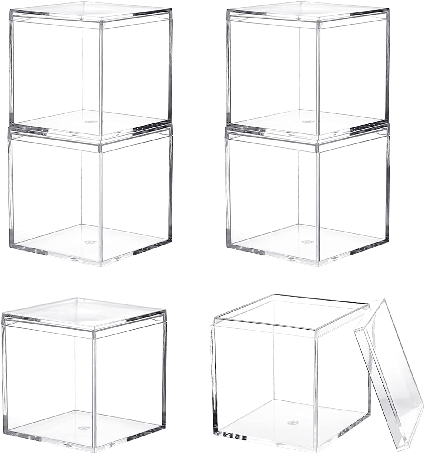 12 Square Premium Crystal Clear Hard Plastic 60 Mil Boxes With Lid, Size 1  1/8 INCH 30 Mm X 3/4 INCH 20 Mm 