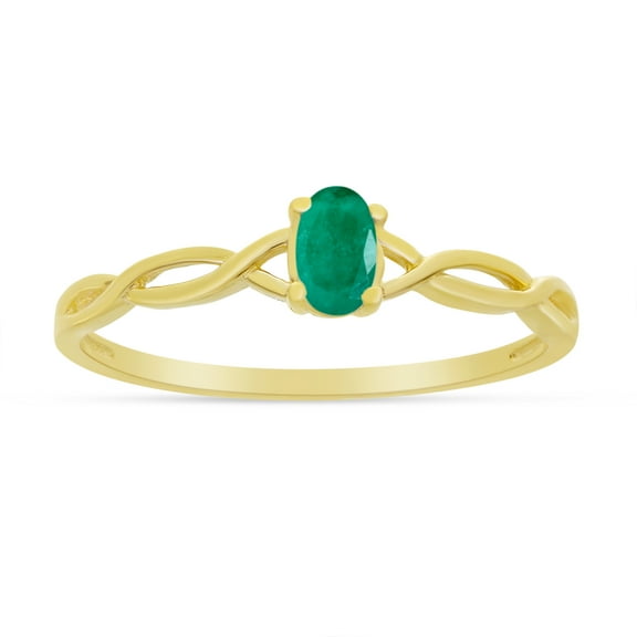 10k Yellow Gold Oval Emerald Ring