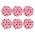thumbnail image 2 of Pofeuu Strawberry and Ladybugs Print Leather Coasters Set of 6, Round Cups Mugs Mat Pad for Home Kitchen Heat Resistant Drink Coasters,Round Shape, 2 of 7