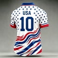 thumbnail image 5 of Soccer Cup 2026 Jersey USA Soccer for Men with Wavy Red White Blue Stripes and Polo Collar Short Sleeves Featuring Breathable Fabric for Game Day Parties Tailgating Events Royal Blue XL, 5 of 5