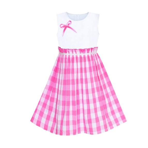 Girls Dress Pink Tartan Plaid Sundress Back School 9-10 Years