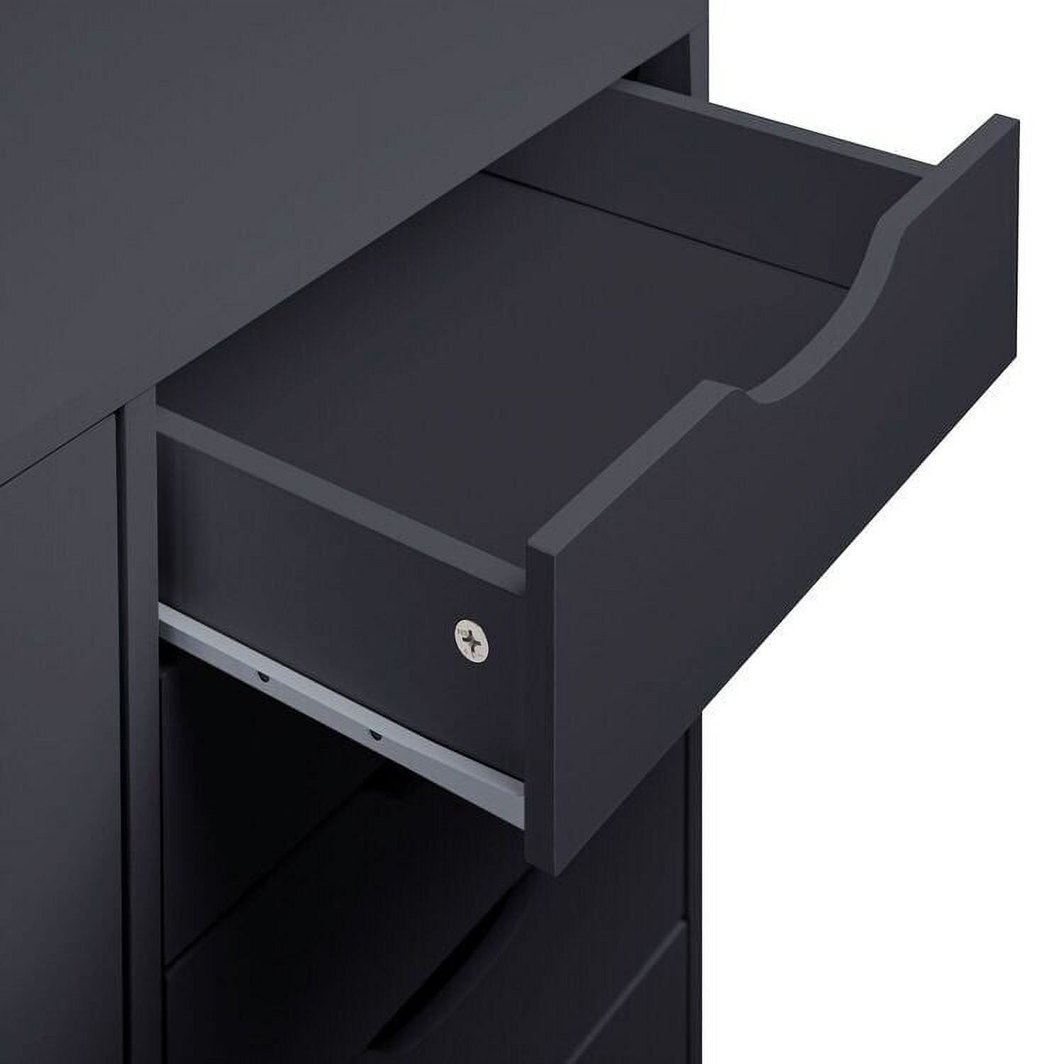 5- Drawer Office Wooden Cabinet, Lateral Filing Storage Cabinet, Verticle Mobile File Storage Cabinet with shelf Black