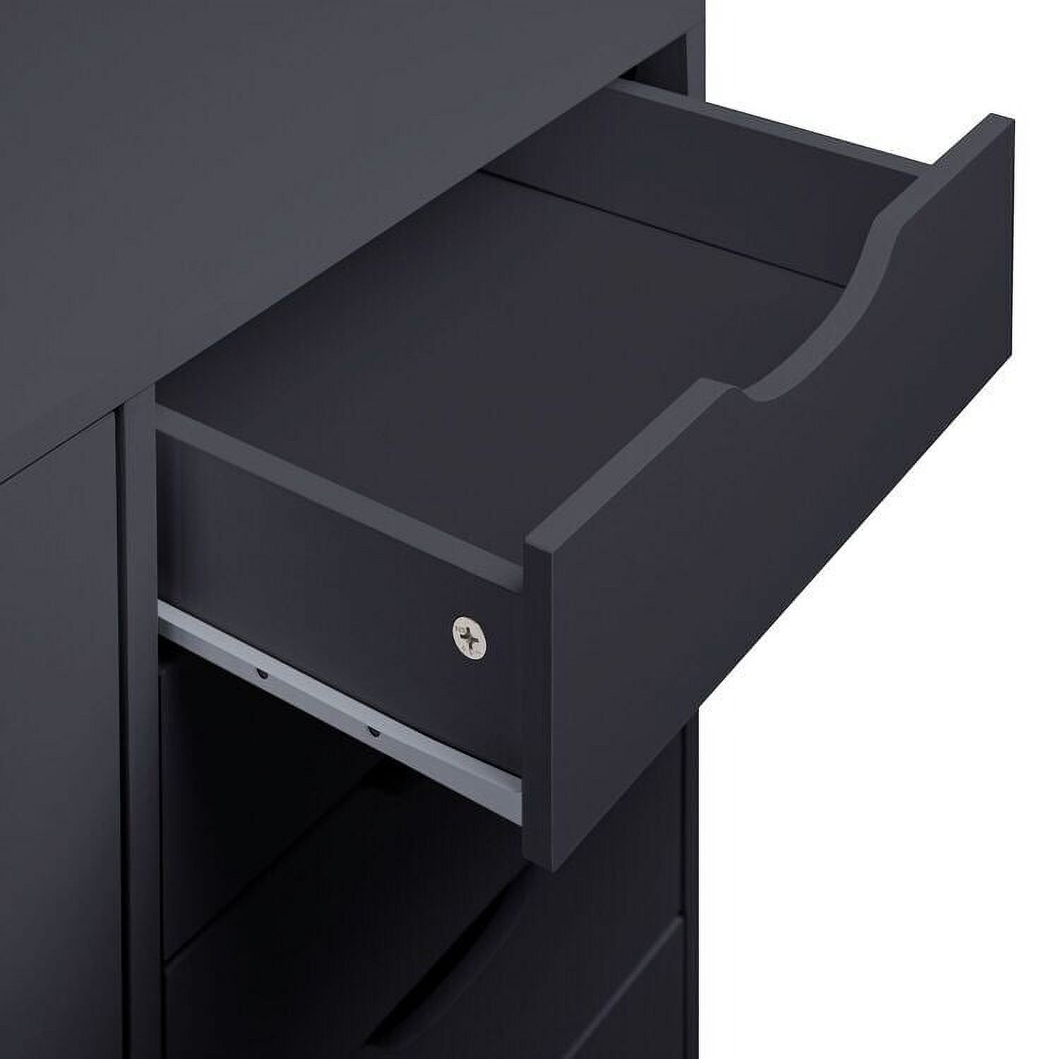 5- Drawer Office Wooden Cabinet, Lateral Filing Storage Cabinet, Verticle Mobile File Storage Cabinet with shelf Black - image 3 of 5