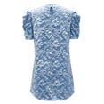 thumbnail image 5 of Lovzfmll Women's Sundress, Crew Neck Short Sleeve with Puff Sleeve & Texture, Casual Vacation Mini Dress Blue, S, 5 of 7
