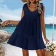 thumbnail image 2 of TaTaai Women's Solid V-Neck Sleeveless Knee Length Dress Loose Fit Casual with Shoulder Straps for Summer Daily Work Office Soft Non-See-Through Gift, 2 of 7