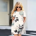 thumbnail image 3 of Filles Été Robe Mode Dessin Animé Mignon Cartoon Panda Imprimer Femmes Robes Filles Manches Courtes Princesse Robe Filles Vêtements FJH, 3 of 4