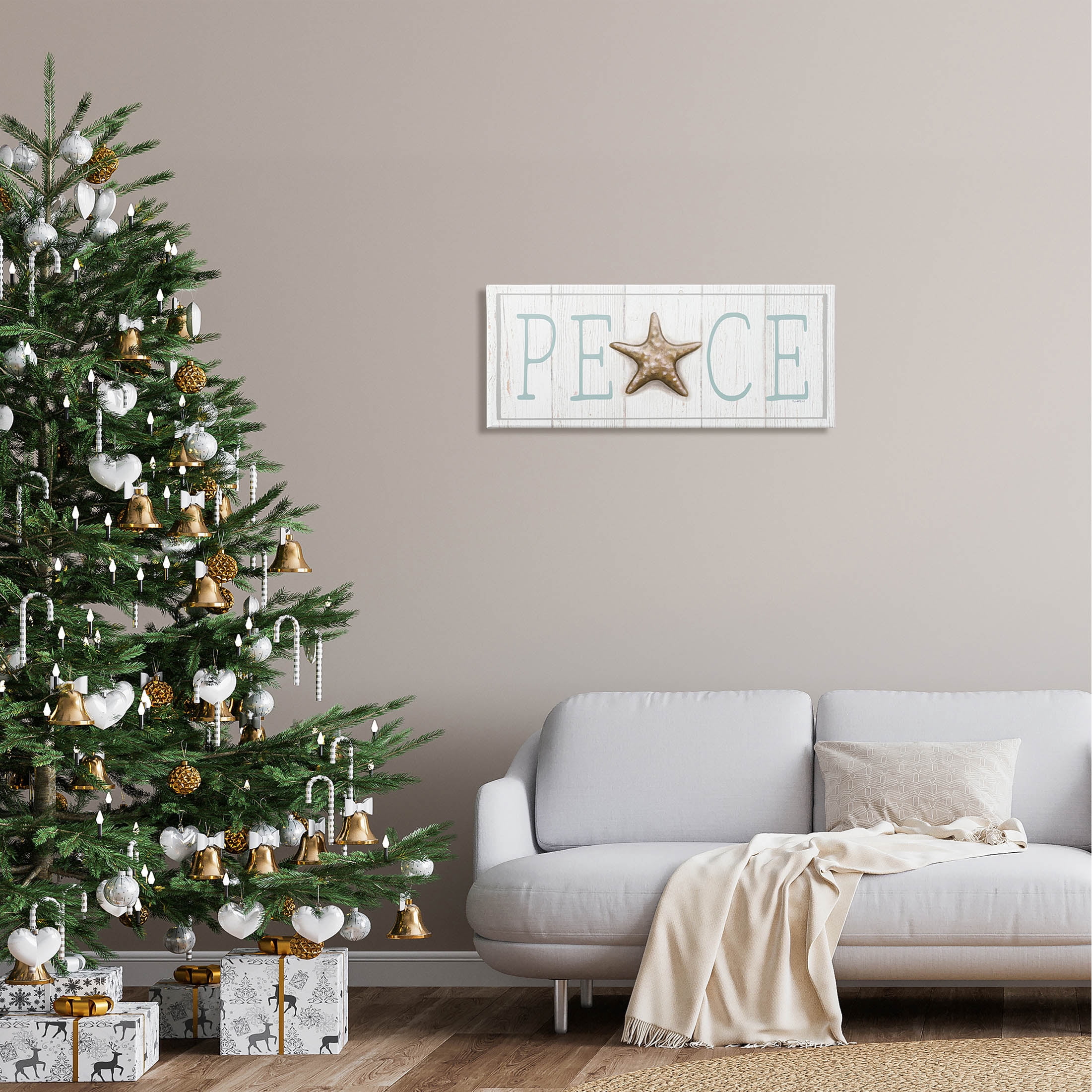 Stupell Industries Peace Seasonal Starfish Sign Graphic Art Gallery Wrapped Canvas Print Wall Art, Design by Elizabeth Tyndall