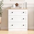thumbnail image 2 of 3 Drawer Dresser for Bedroom, Small Chests of Drawers, Farmhouse Wood Nightstand Bedside Cabinet End Table, Modern Closet Storage Organizer for Bedroom, White, 2 of 9