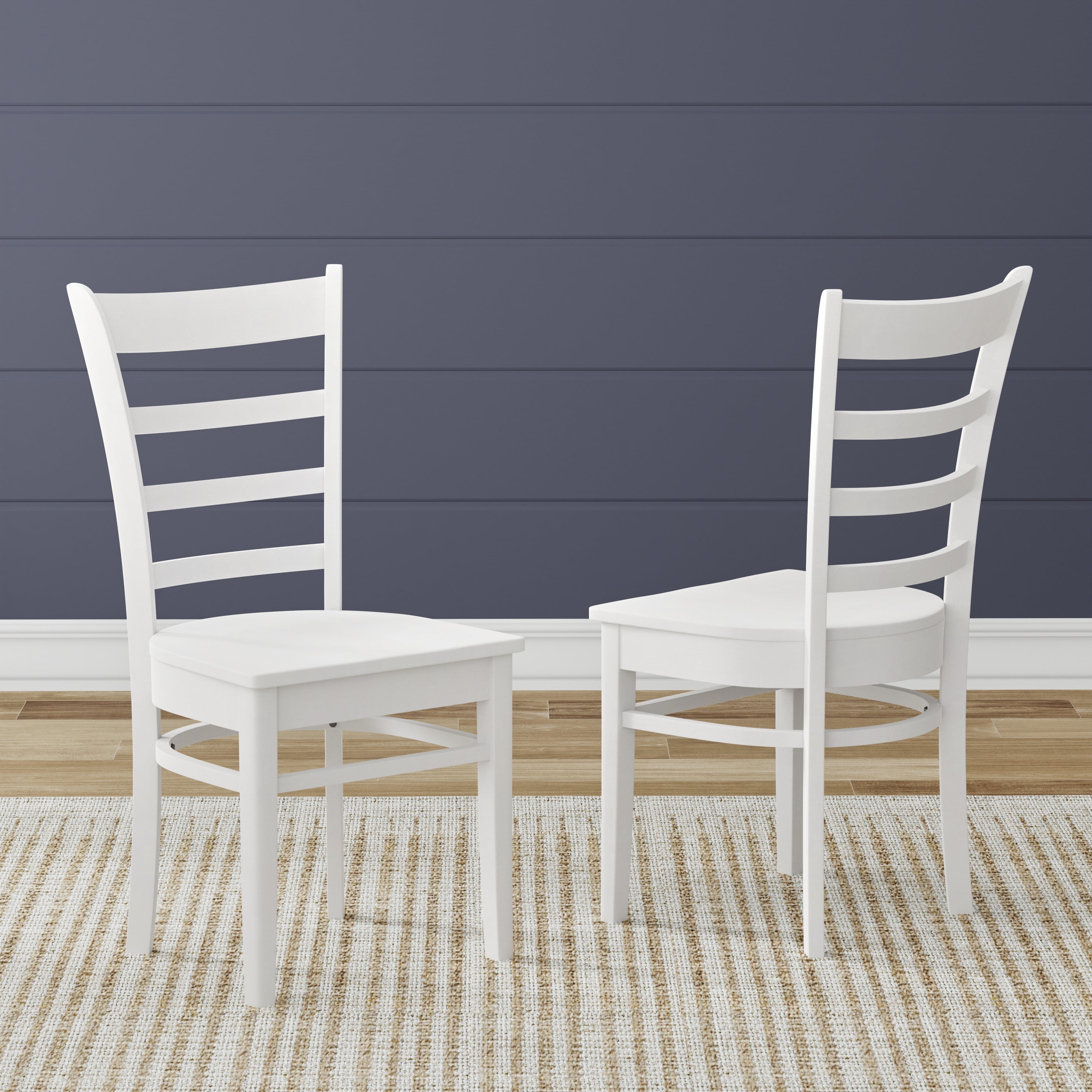 Slat Back Solid Wood Dining Chairs in White (Set of 2) - Walmart.com
