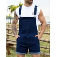 thumbnail image 5 of Denim Overalls for Men Jean Shorts Jumpsuit Work Bibs Coveralls with Zipper(Dark Blue,2XL), 5 of 10