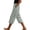Green, variant on Women's Cotton Linen Casual Capri Pants Printed Elastic Waist Cropped Pants Summer Beach Vacation Workout Capris