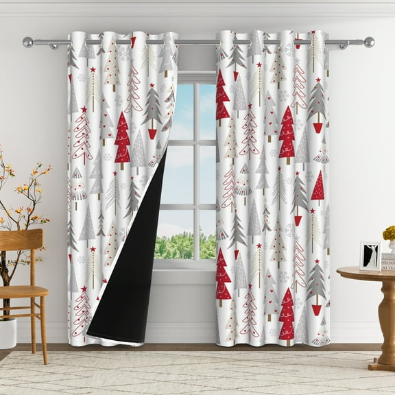 Aofoto Christmas Blackout Curtains for Bedroom , 2 Panels , 52x63 inches , Insulated Room Darkening Window Drapes for Living Room