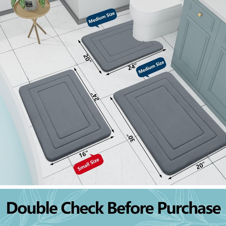 Buganda Memory Foam Bathroom Rug, 30" x 20", Dark Grey photo 5