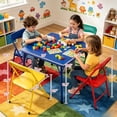 thumbnail image 2 of Homy Casa 5-Piece Kids Table and Chair Set, 24" Square Activity Table with 4 Folding Chairs, Multicolor, 2 of 10