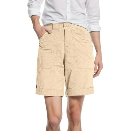 WNVMWI Womens Shorts Yoga Shorts for Women Stretchy Denim Shorts for Women Comfy Summer Shorts Drawstring Elastic Waist Pockets Casual Beach Pants Casual Shorts Hot Pants Workout Bottoms Khaki Wo XS