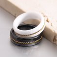 thumbnail image 2 of HIJONES Women's Couple Ceramic Inlaid Gold Chain Ring Personalized Couple Band Ring Jewelry White Size 8, 2 of 4