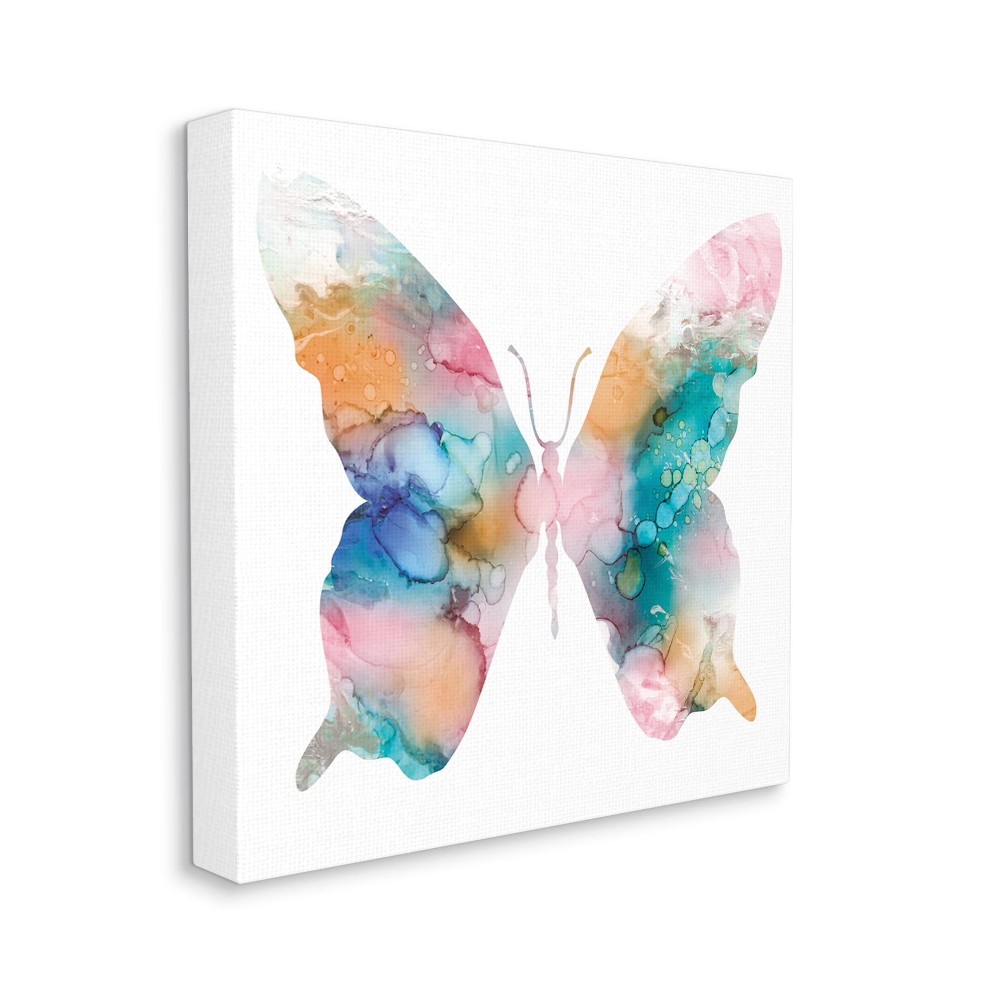 Stupell Industries Pastel Watercolor Pattern Butterfly Silhouette Painting Graphic Art Gallery Wrapped Canvas Print Wall Art, Design by Susan Jill