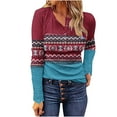 thumbnail image 2 of Puntoco Mujer Tallas grandes Casual Cuello redondo Suelto Impreso Manga larga tops Mujer Blusa Puntoco Puntoco-714, 2 of 5